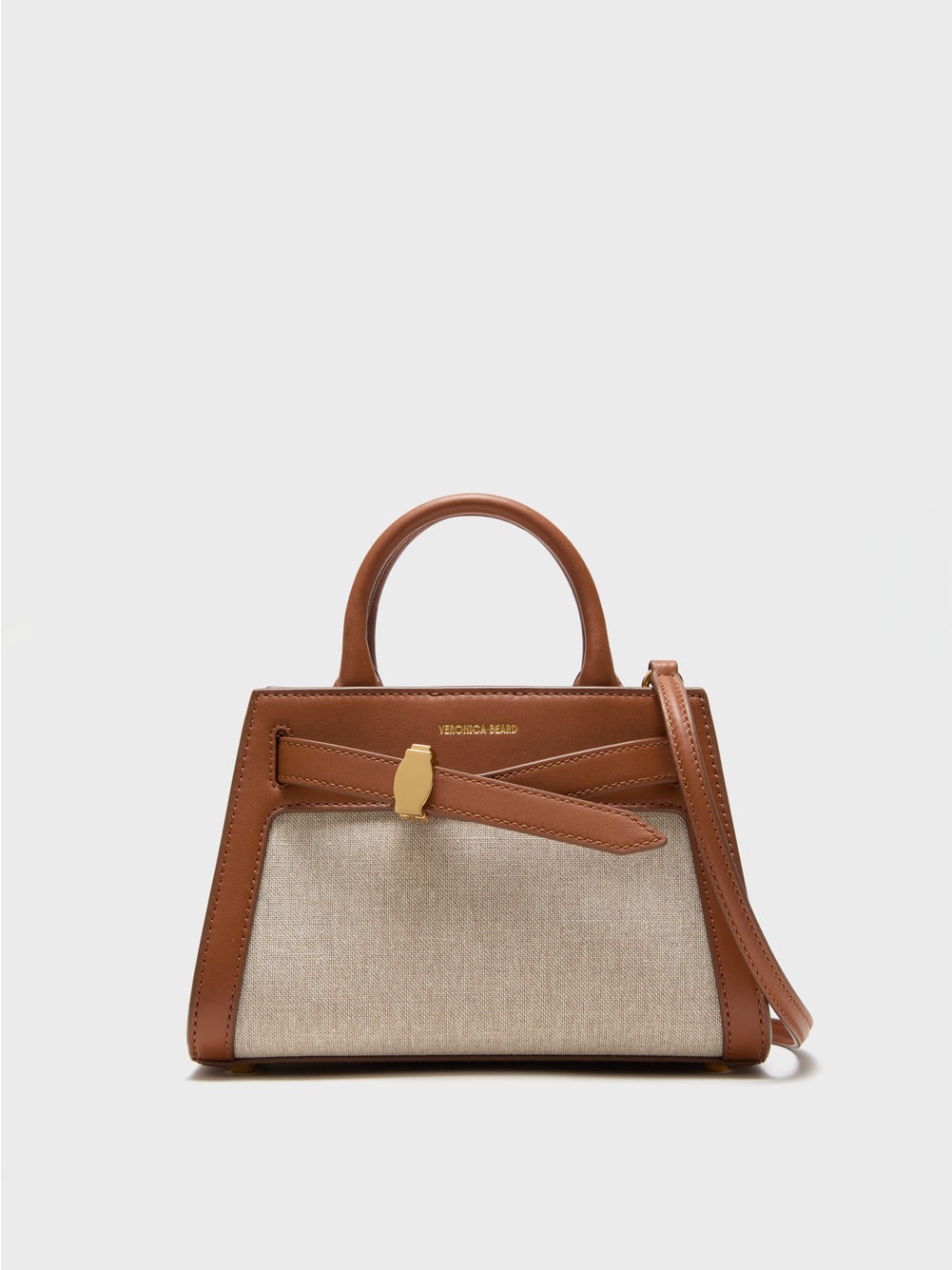 Veronica Beard Mini Dash Bag In Natural Linen And Hazelwood